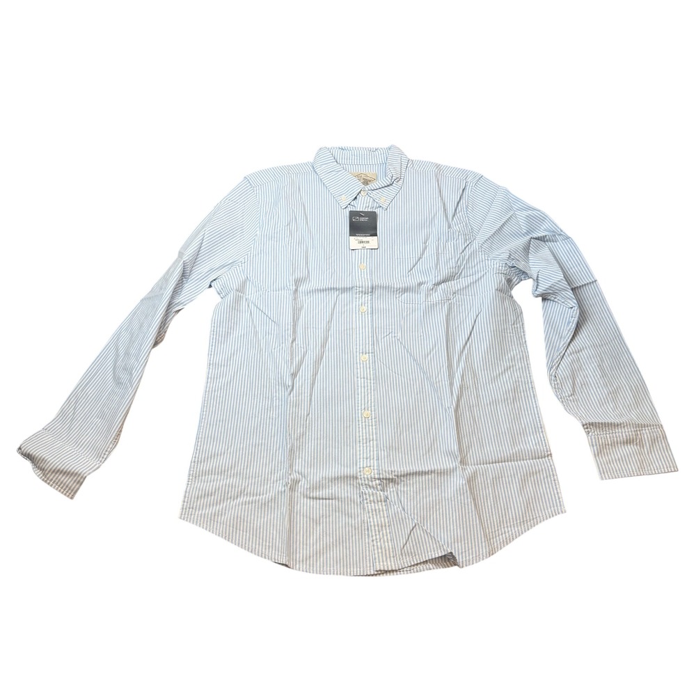 MSRP $44 St. John's Bay Mens L Blue Stripe Long Sleeve Button-Down Shirt Classic